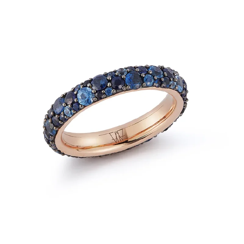 gold engagement rings for women -Walters Faith 'OC X WF' Blue Sapphire Band Ring