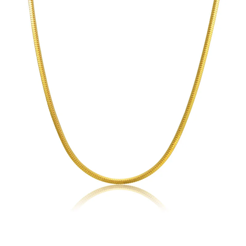 engraved necklace sets for women -Tattoo - Gold Vermeil Square Snake Chain Necklace