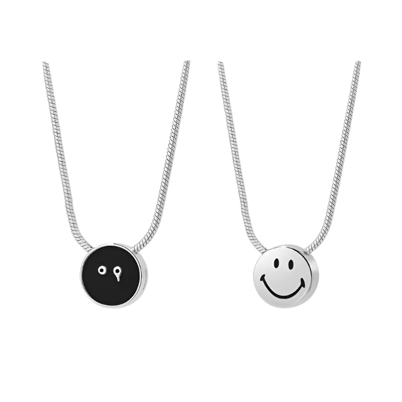 solitaire pendant necklaces for women -Smiley x Ryuji Silver Double-Faces Snack Chain Necklace