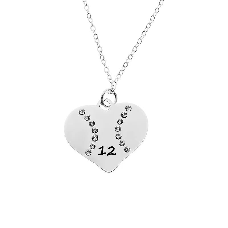 vintage necklaces for women -Personalized Engraved Softball Necklace - Pick Shape