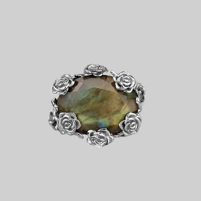 pearl rings for women -UTOPIA. Silver & Labradorite Roses Ring