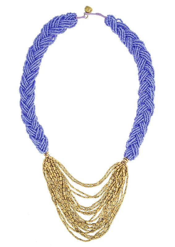 geometric pendant necklaces for women -<br>The Braided Hema <br> Periwinkle