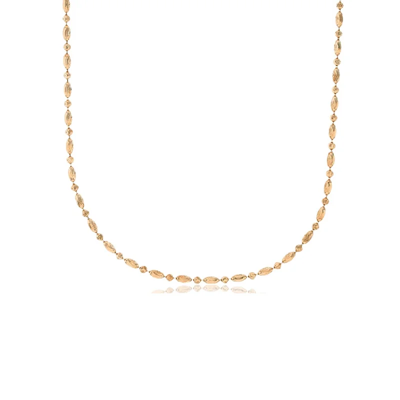 cross necklaces for women -Rose Gold Moon Cut Rice Bead Chain (14K)