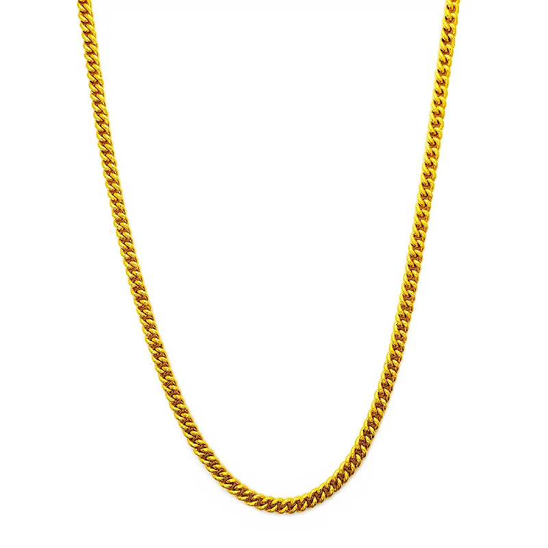 statement chain necklaces for women -Solid Miami Cuban Chain (24K)