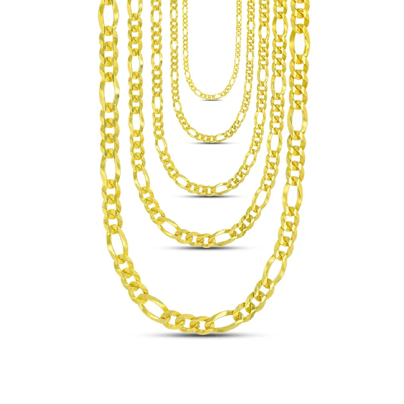 lockets for women -Yellow Solid Figaro Chain (Silver)