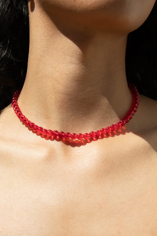 gold chain necklaces for women -RED BEADED NECKLACE