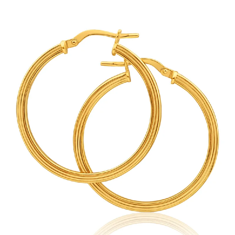 oversized earrings for women -9ct Yellow Gold Silver Filled Square Round 25 mm Hoop Earrings