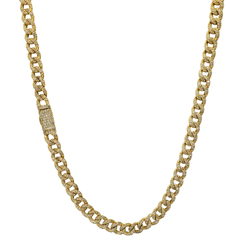 ethnic necklaces for women -Diamond Solid Open Miami Cuban Chain (14K)