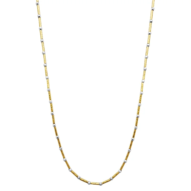 emerald-cut necklaces for women -Ball Bar Diamond Cut Two-Tone Chain (14K)