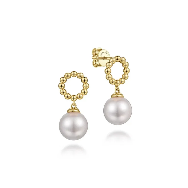 boho earrings for women -Gabriel 14K Yellow Gold Bujukan Pearl Drop Earrings