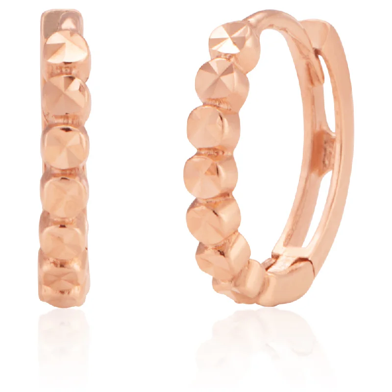 classic earrings for women -9ct Rose Gold 9mm Diamond Cut Hoop Earrings