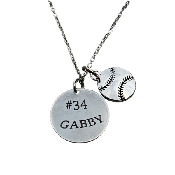 ruby necklaces for women -Personalized Engraved Softball Necklace - Pick Charm