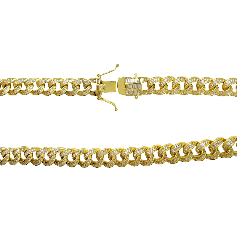 gold plated necklaces for women -Silver Miami CZ Cuban Chain