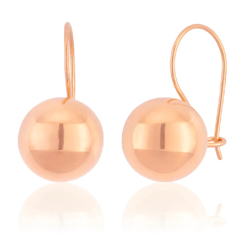 trendy earrings for women -9ct Rose Gold Plain 10mm Ball Earwire Earrings