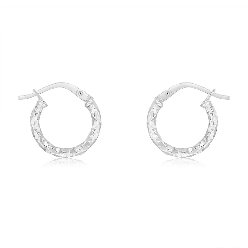 hoop earrings with charms for women -9ct White Gold Silverfilled Fancy Twisted 10mm Hoop Earrings