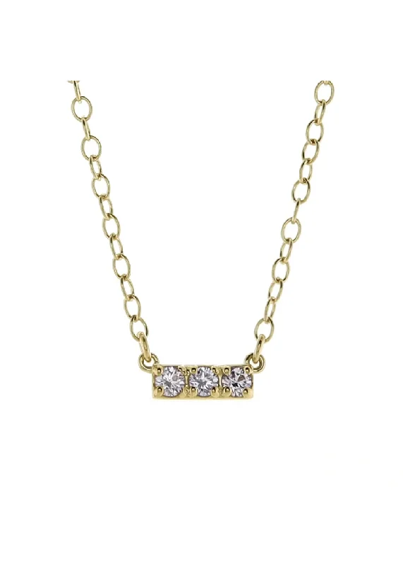 vintage necklaces for women -THREE DIAMOND SIGNIFICANCE BAR NECKLACE