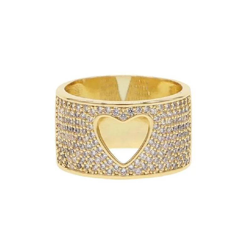 religious rings for women -Pave Heart Ring