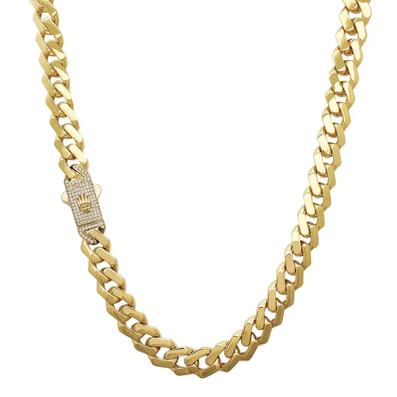 gemstone necklaces for women -Lightweight Crowned Monaco Chain (14K)