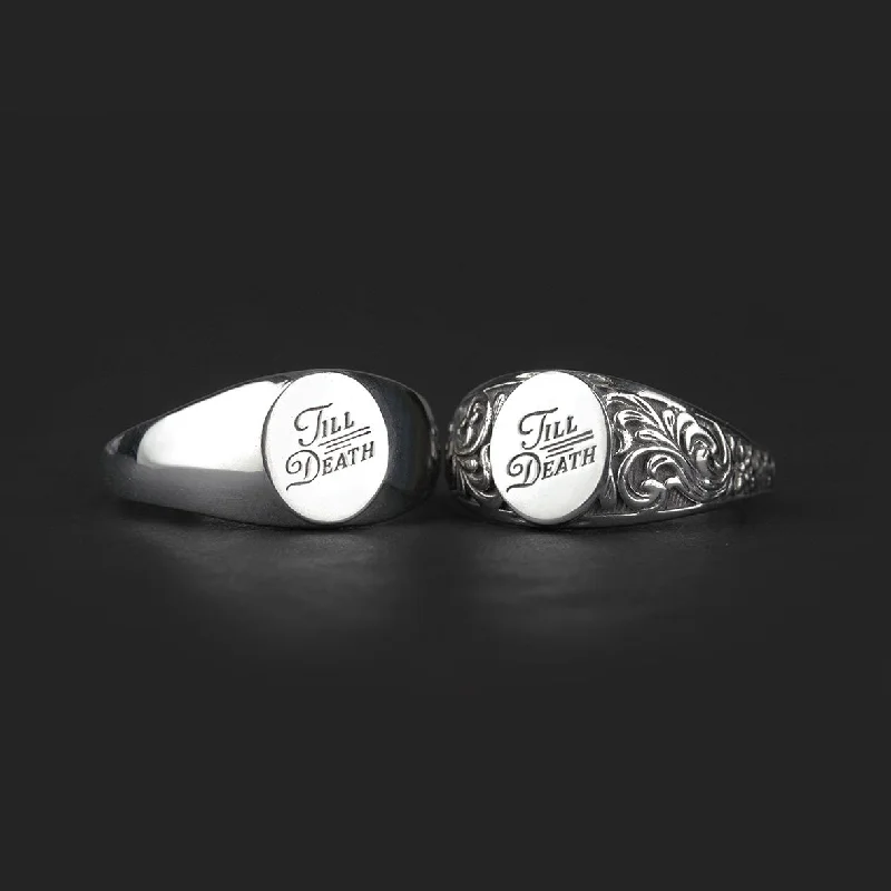 trendy rings for women -TILL DEATH. Promise Signet Ring