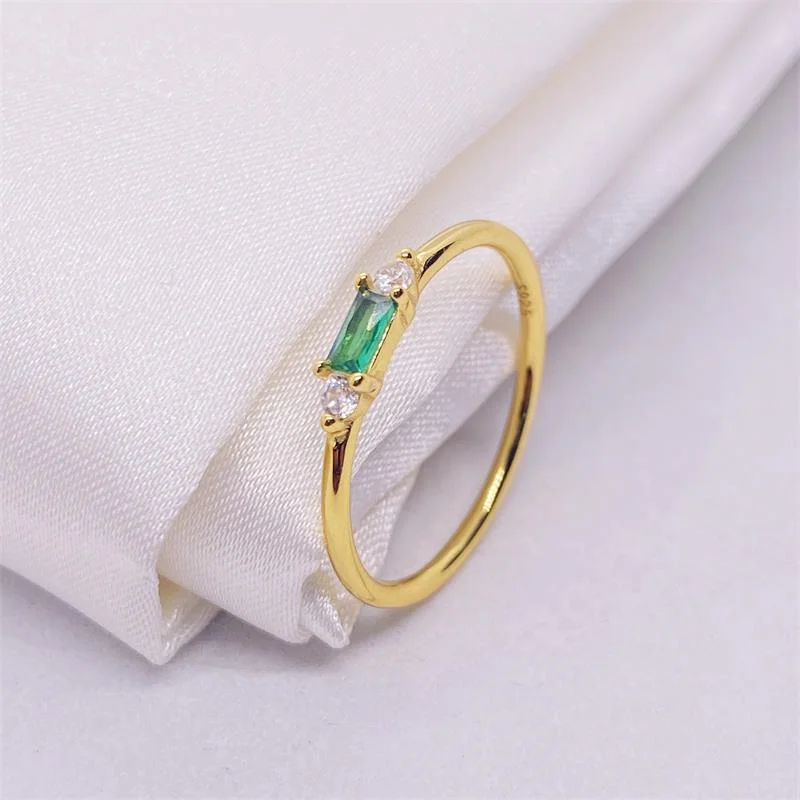 fashion-forward rings for women -Simple Style Rectangle Sterling Silver Inlay Zircon Rings