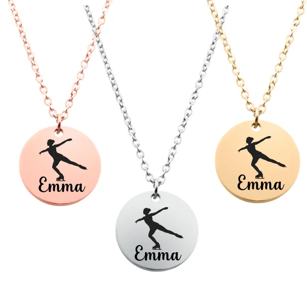 moonstone necklaces for women -Engraved Figure Skater Necklace