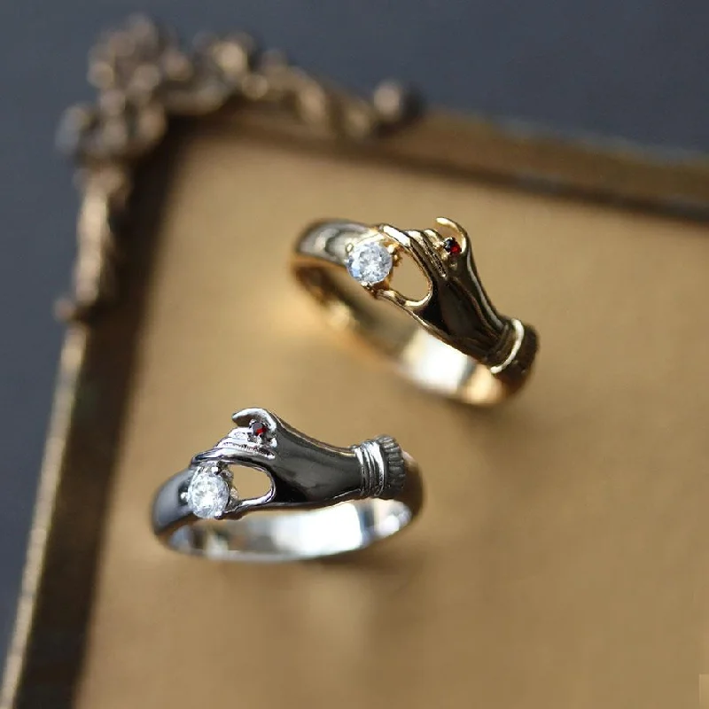 princess-cut rings for women -MILDRED. Disembodied Hand Gold Ring