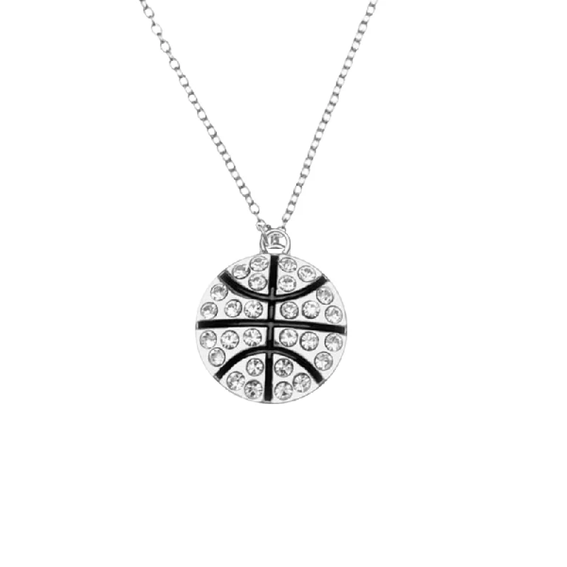 geometric necklaces for women -Basketball Rhinestone Necklace