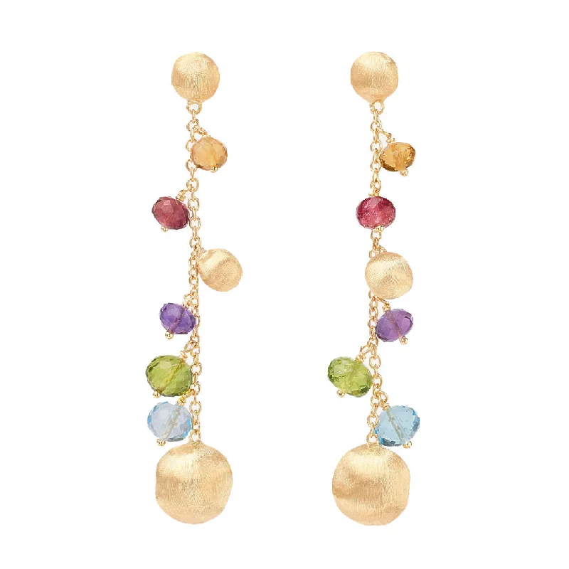 leaf earrings for women -Marco Bicego Africa 18K Yellow Gold Mixed Gemstone Duster Earrings