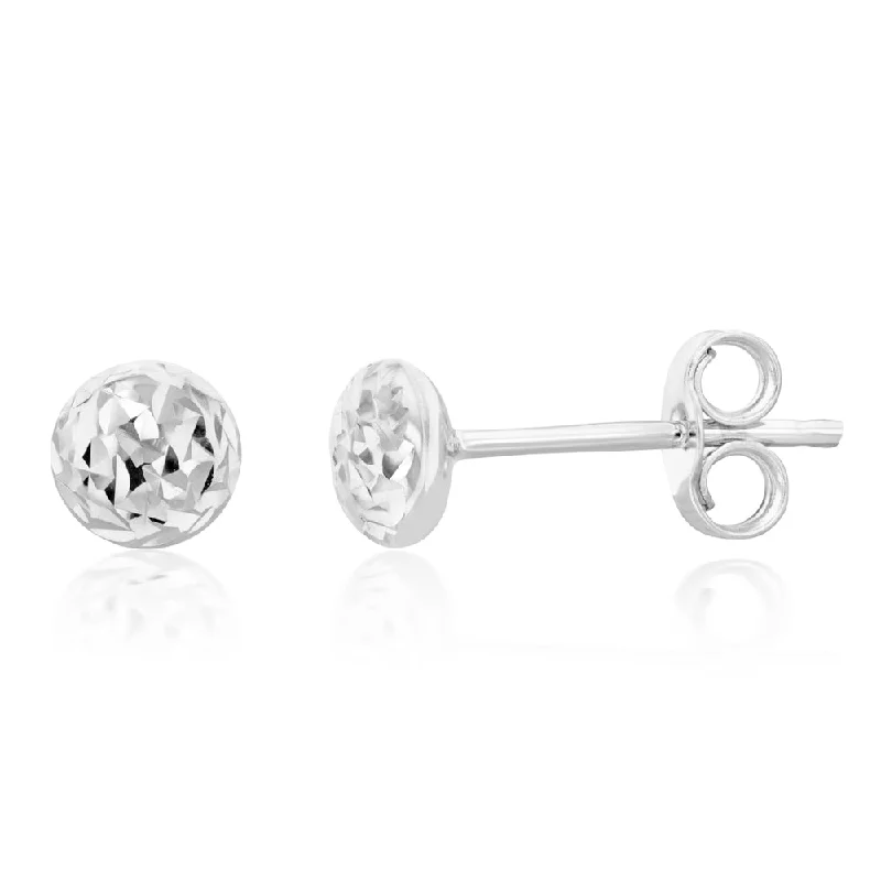 diamond chandelier earrings for women -9ct White Gold Diamond Cut 4.5mm Stud Earrings