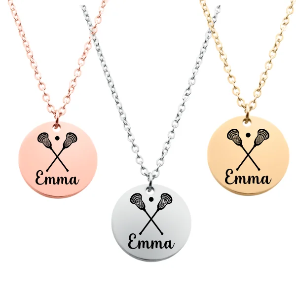 precious metal necklaces for women -Engraved Girl Lacrosse Necklace