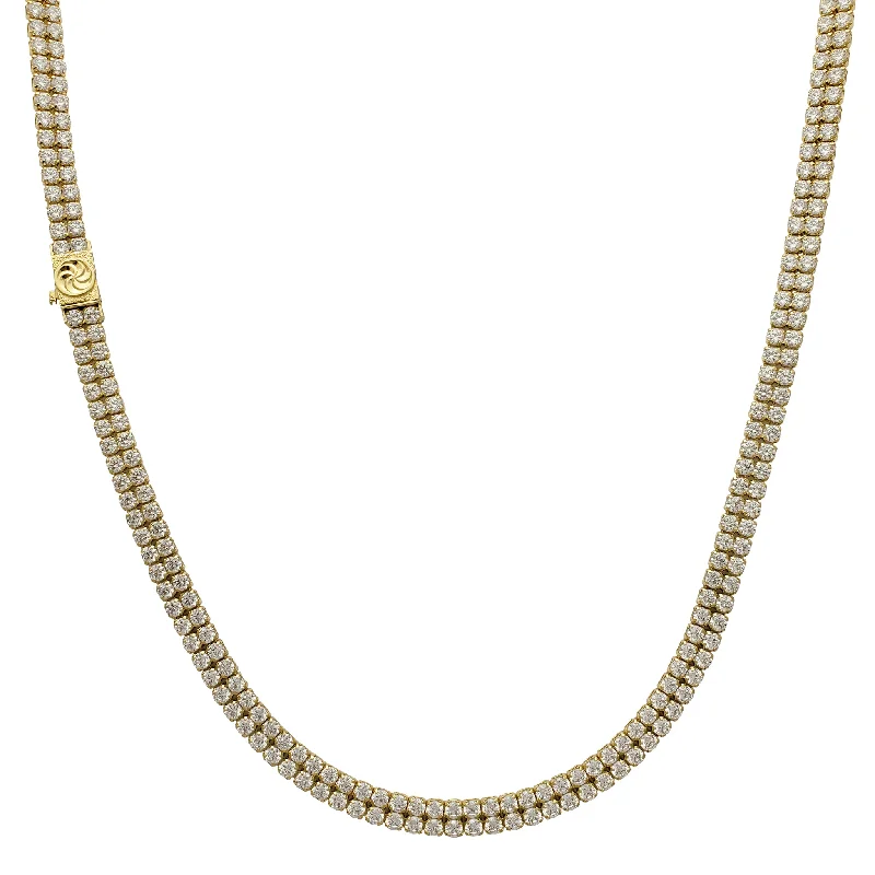 diamond tennis chain necklaces for women -2-Row Tennis Chain (14K)