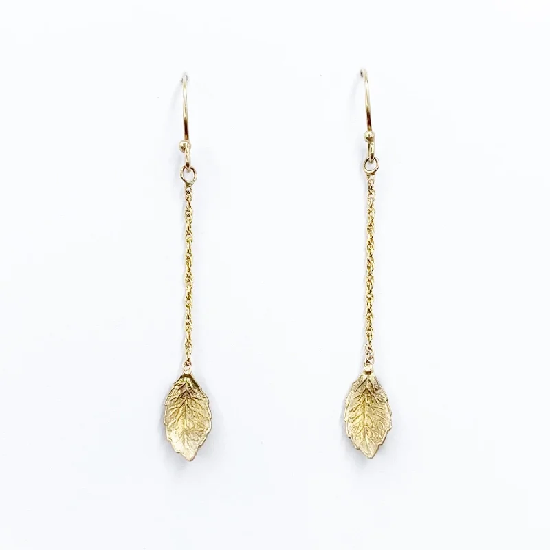 sparkly hoop earrings for women -Delicate Golden Leaves Earrings