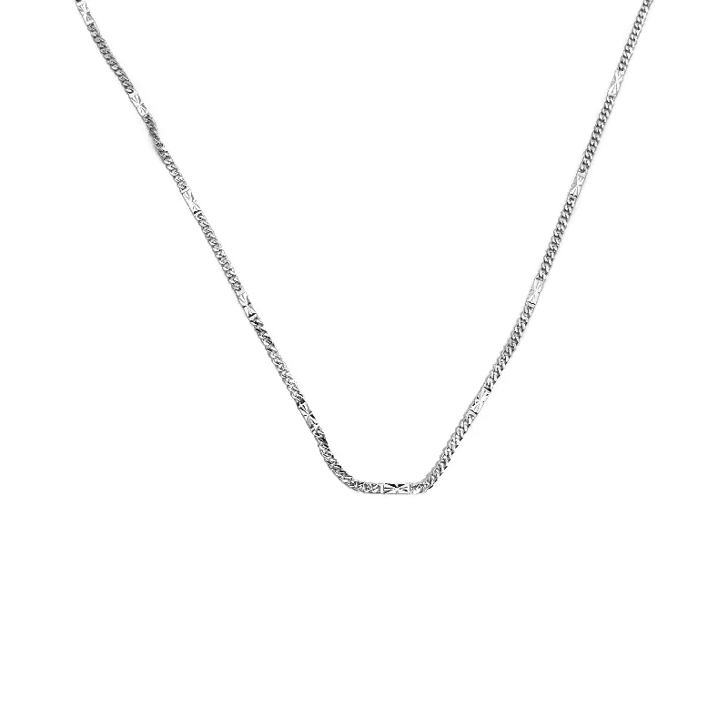 gemstone pendant necklaces for women -Diamond-Cut Curb Chain (Platinum)