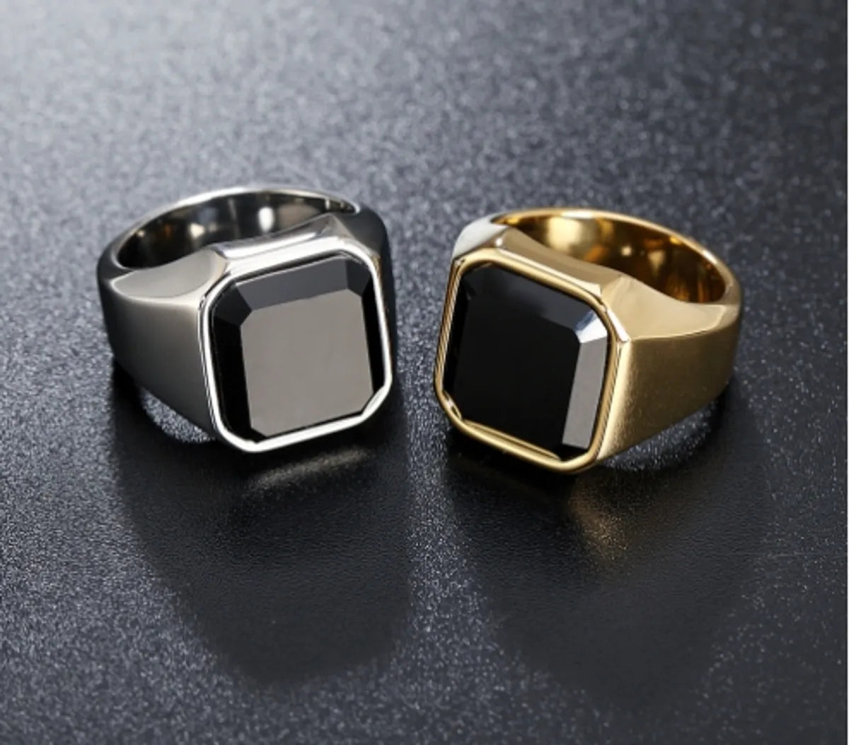 ruby and diamond rings for women -Elegant Square Titanium Steel Inlay Agate Men'S Rings