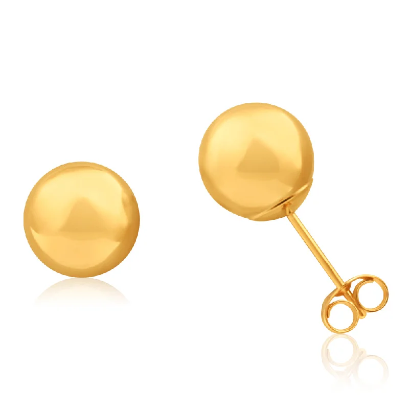 gold-plated earrings for women -9ct Yellow Gold Ball 8mm Stud Earrings