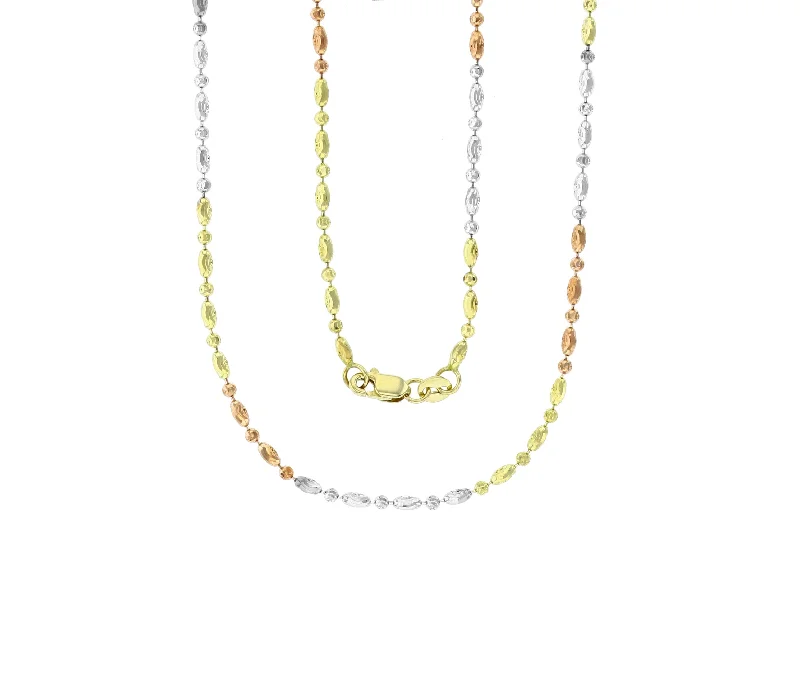 layered necklaces for women -Tricolor Moon Cut Chain (14K)