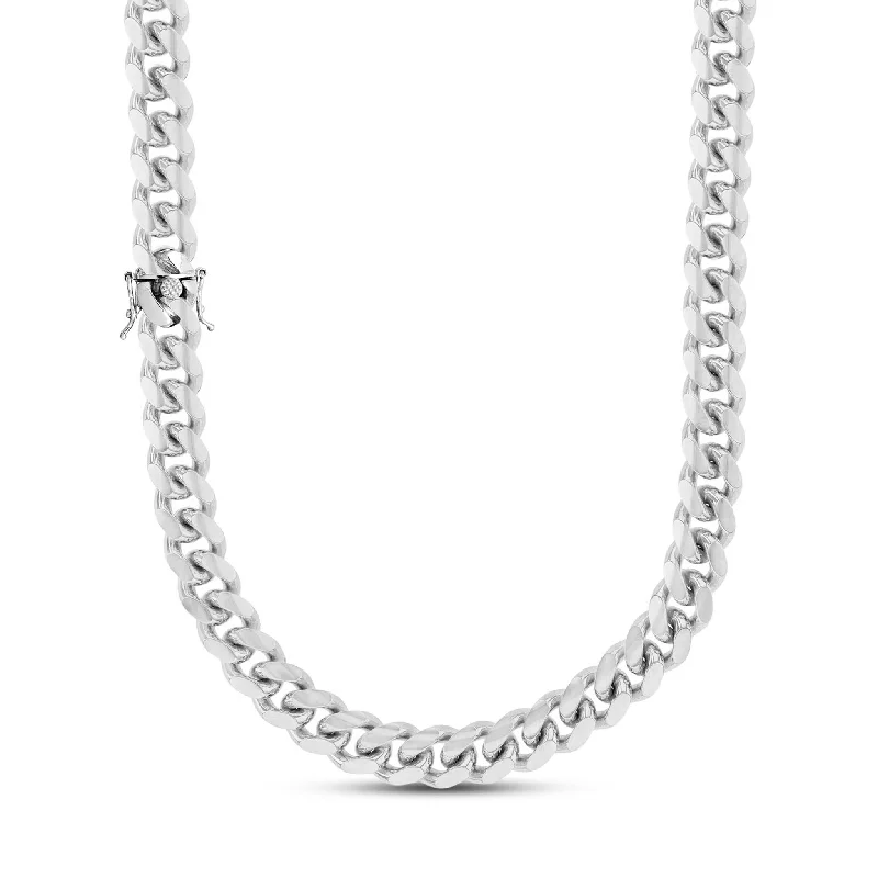 geometric pendant necklaces for women -Solid Miami Cuban Chain (Silver)