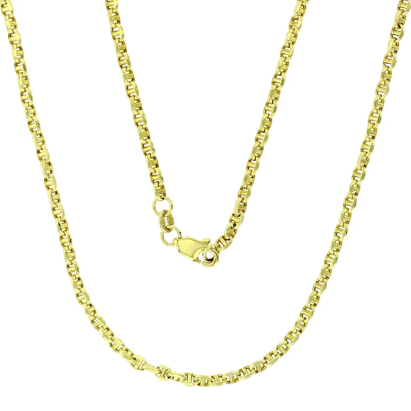 topaz necklaces for women -Hollow Puffy Mariner Twist Chain (14K)