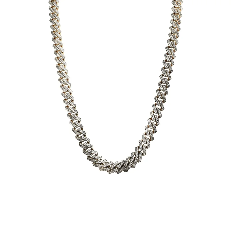 layered gold necklaces for women -Iced-Out Monaco Rhomboid Link Chain (14K)