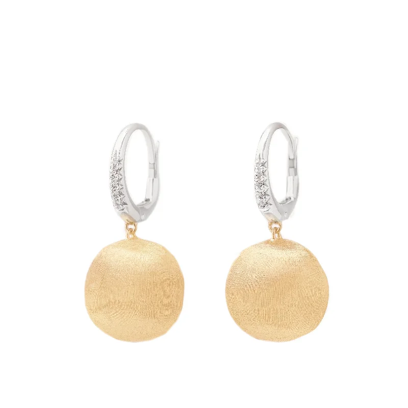 luxury earrings for women -Marco Bicego 18K Yellow Gold Africa Drop Earrings with Diamond Clip