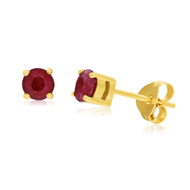 gold stud earrings for women -9ct Natural Ruby Stud Earrings