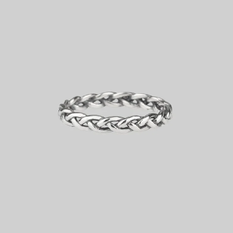 cocktail fashion rings for women -CHIPETI. Plait Band Silver Ring