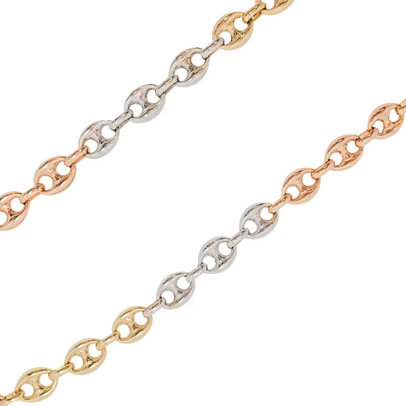 vintage-inspired necklaces for women -Tri-Tone Marine Chain (14K)