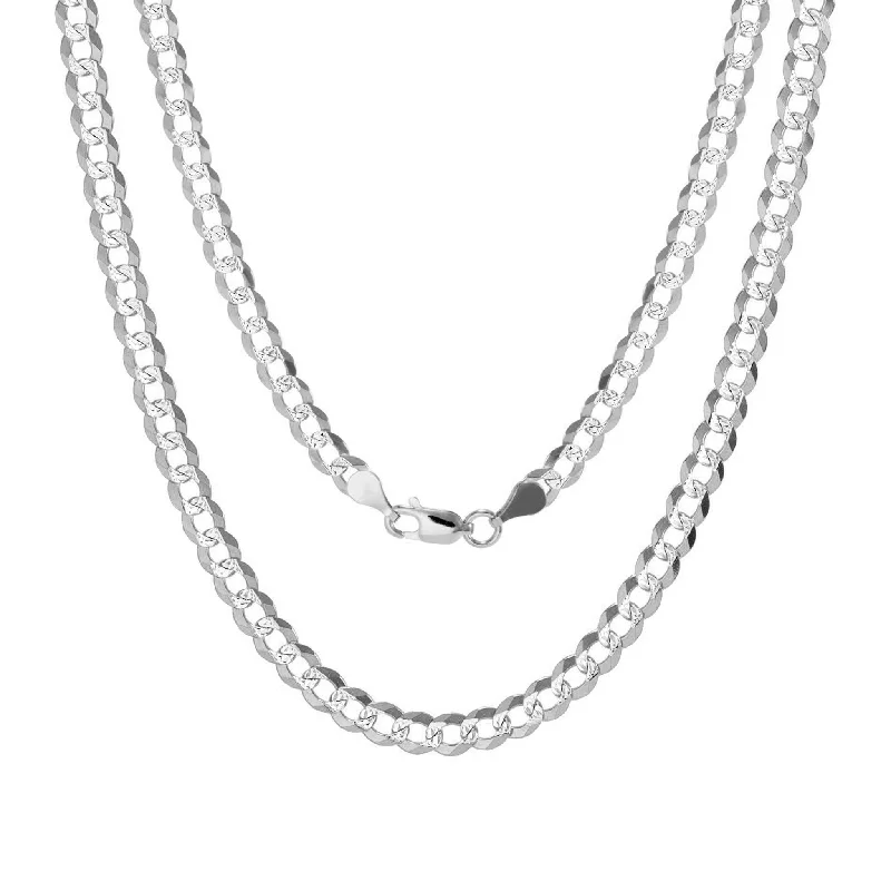 double-layer necklaces for women -Diamond Cut  Solid Italian Cuban Chain (Silver)