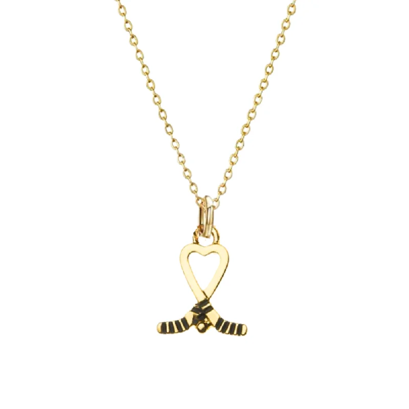 heart lockets for women -Ice Hockey Heart Stick Necklace