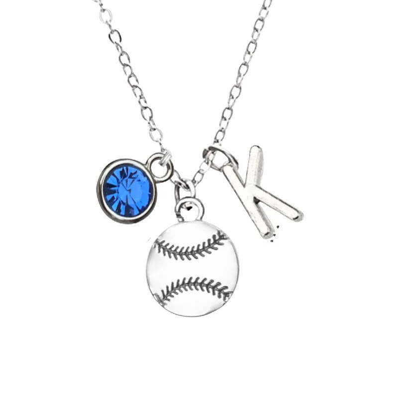 rose gold necklaces for women -Personalized Softball Ball Necklace - Pick Charms