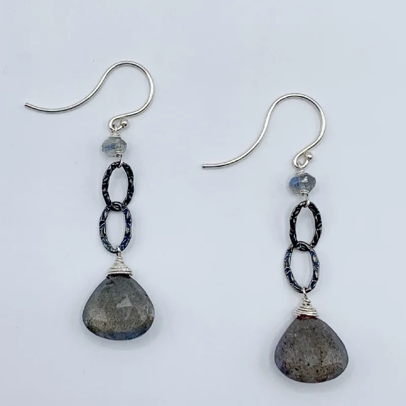 star earrings for women -Sterling Silver with Labradorite Briolettes on Wire Earrings