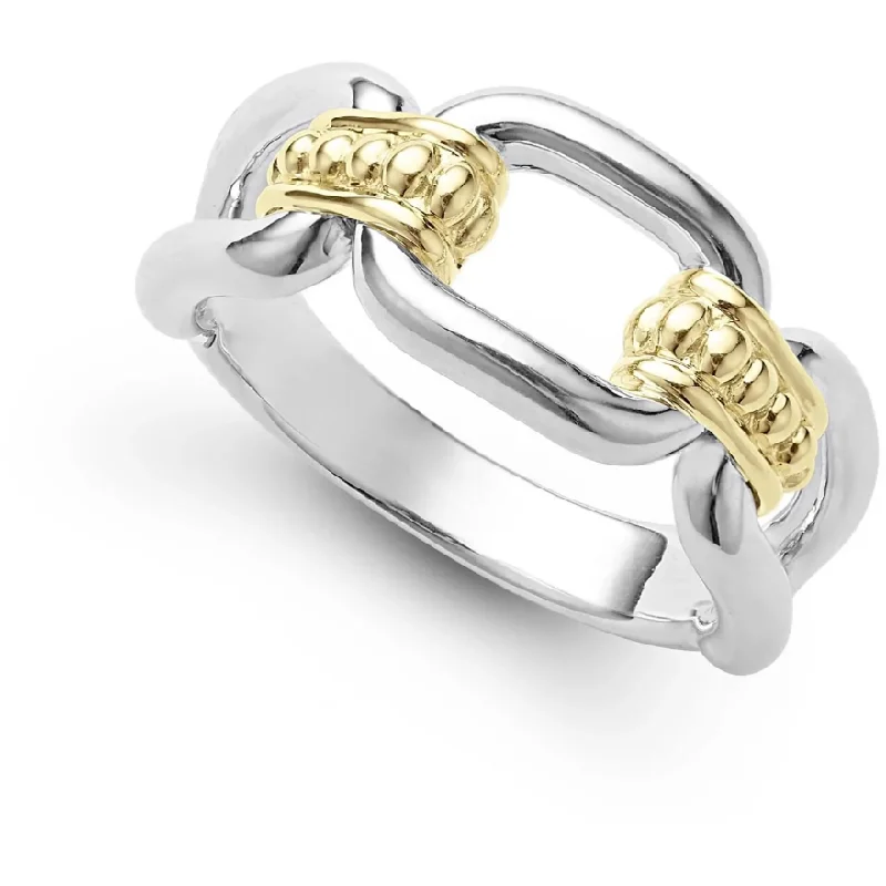 floral rings for women -Lagos 18k and Sterling Silver Caviar Link Ring