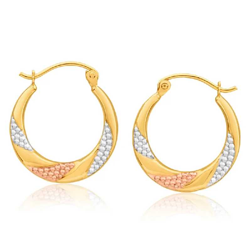 teardrop earrings for women -9ct Yellow Gold, White Gold & Rose Gold Fancy Creole Hoop Earrings