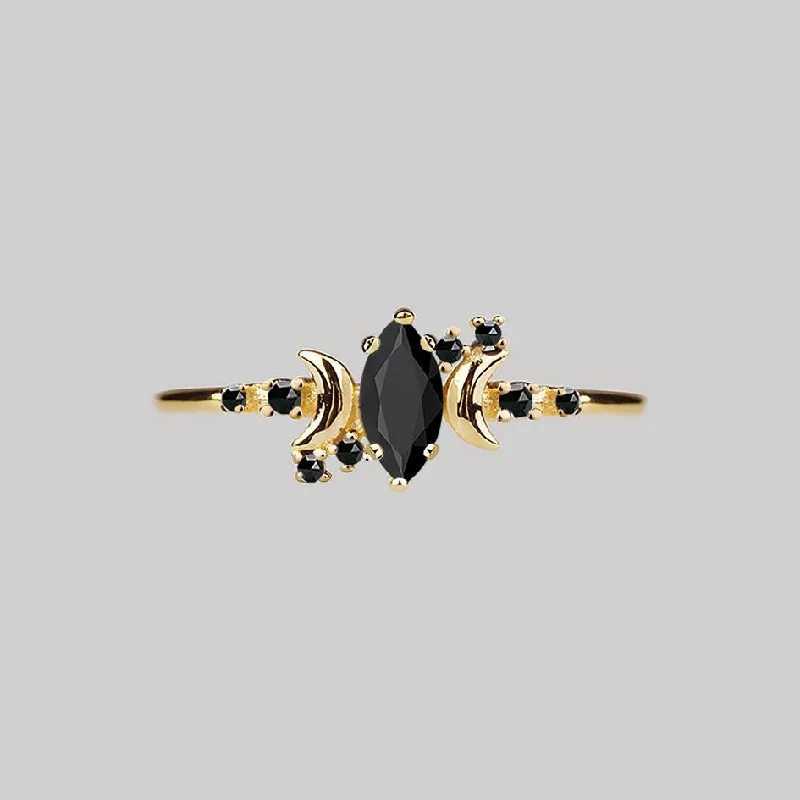 bohemian rings for women -MOONDANCE. Black Spinel Gold Ring